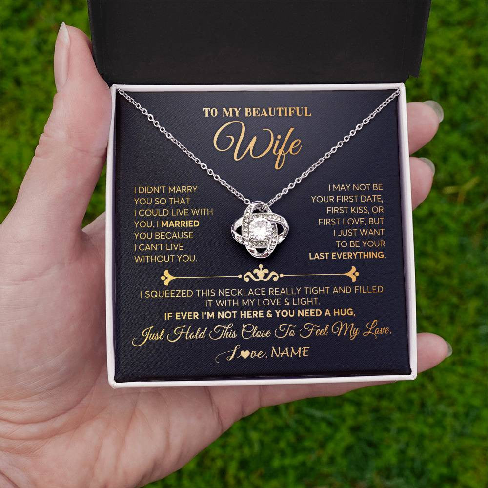 Personalized To My Beautiful Wife Necklace From Husband Feel My Love Soulmate Wedding Anniversary Valentines Birthday Customized Gift Box Message Card