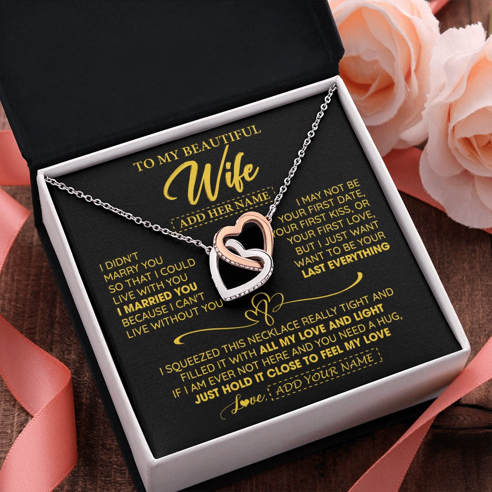 Personalized To My Beautiful Wife Necklace From Husband I Can't Live Without You Romantic Valentines Gifts For Wife Birthday Christmas Gift Box Message Card