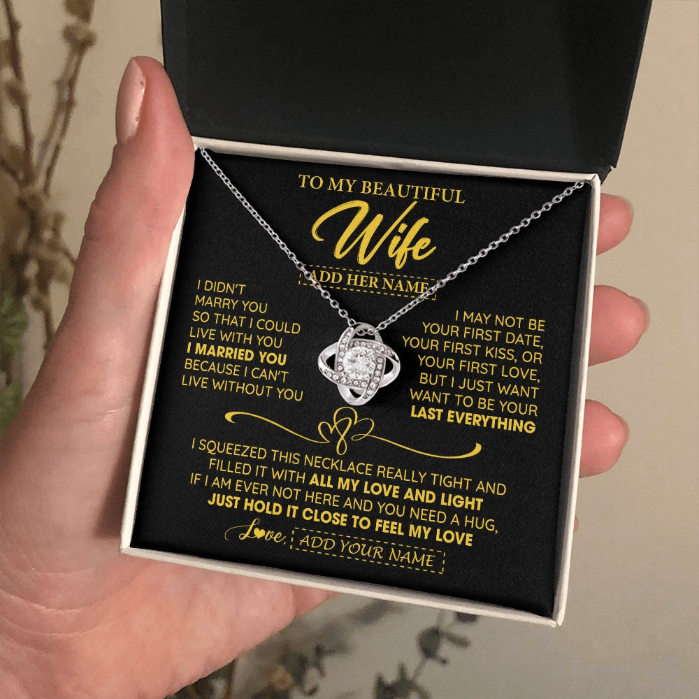 Personalized To My Beautiful Wife Necklace From Husband I Can't Live Without You Romantic Valentines Gifts For Wife Birthday Christmas Gift Box Message Card