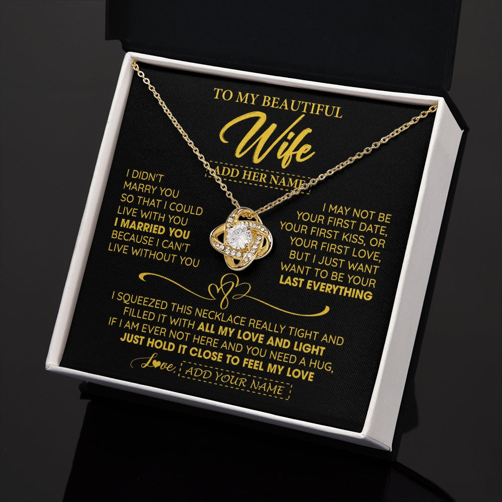 Personalized To My Beautiful Wife Necklace From Husband I Can't Live Without You Romantic Valentines Gifts For Wife Birthday Christmas Gift Box Message Card
