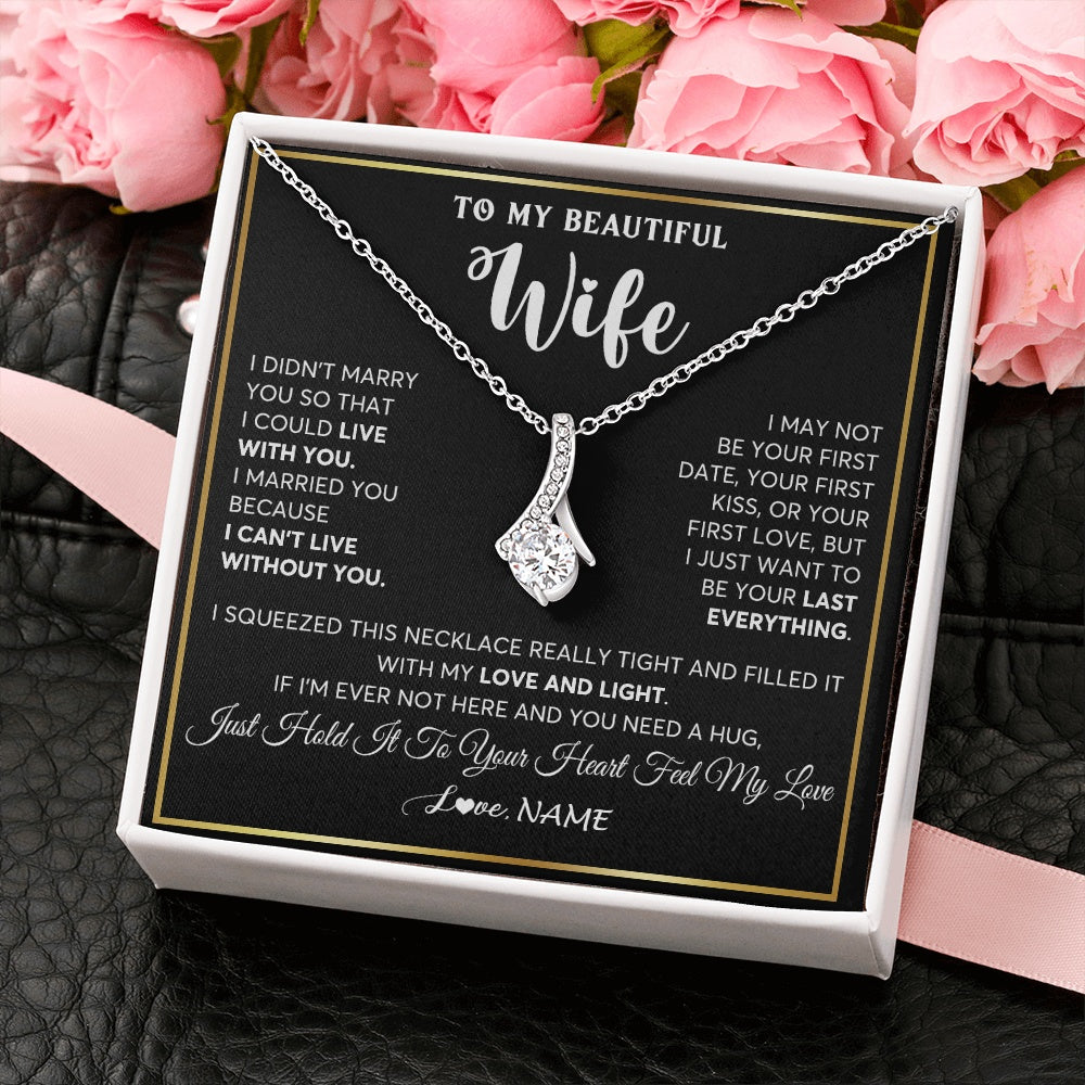 Personalized To My Beautiful Wife Necklace From Husband I Love You Wife Birthday Gifts Anniversary Valentines Christmas Customized Gift Box Message Card