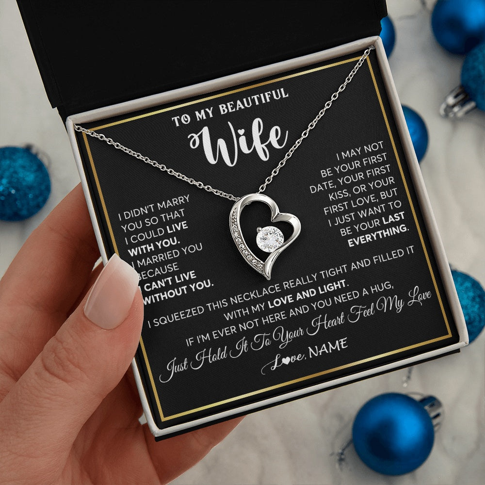Personalized To My Beautiful Wife Necklace From Husband I Love You Wife Birthday Gifts Anniversary Valentines Christmas Customized Gift Box Message Card