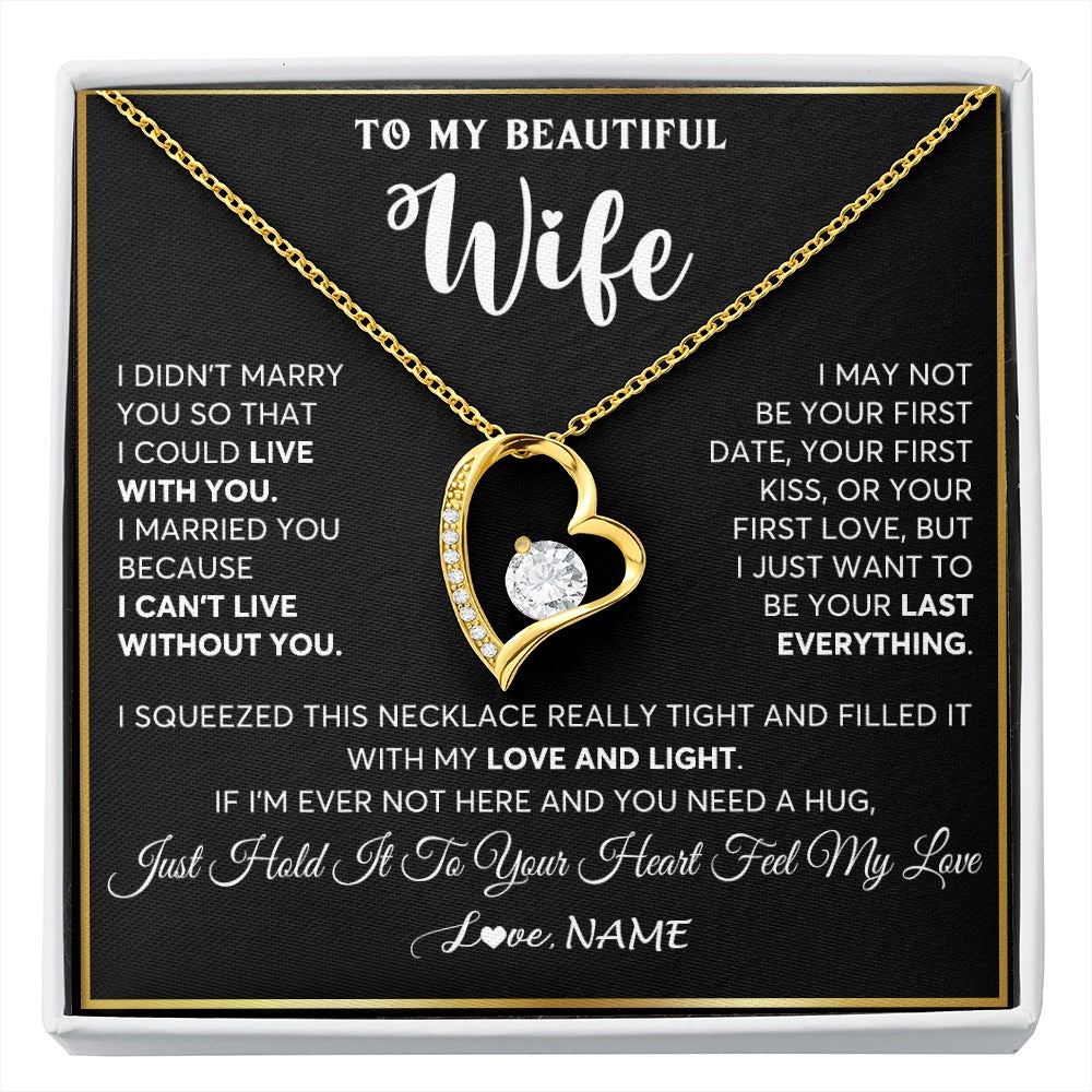 Personalized To My Beautiful Wife Necklace From Husband I Love You Wife Birthday Gifts Anniversary Valentines Christmas Customized Gift Box Message Card