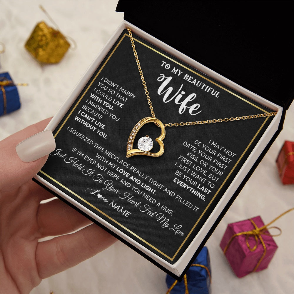 Personalized To My Beautiful Wife Necklace From Husband I Love You Wife Birthday Gifts Anniversary Valentines Christmas Customized Gift Box Message Card