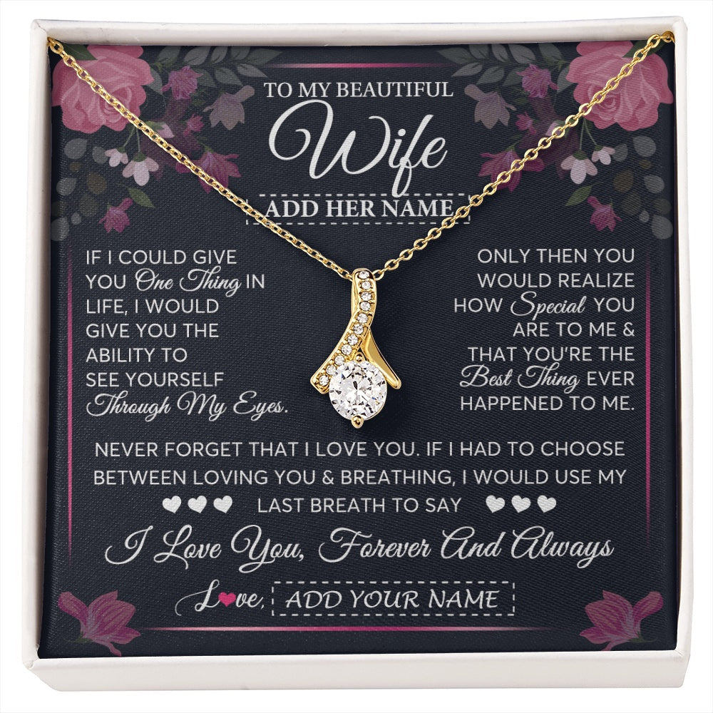 Personalized To My Beautiful Wife Necklace From Husband I Love You Wife Gifts Romantic Valentines Birthday For Her Christmas Custom Gift Box Message Card