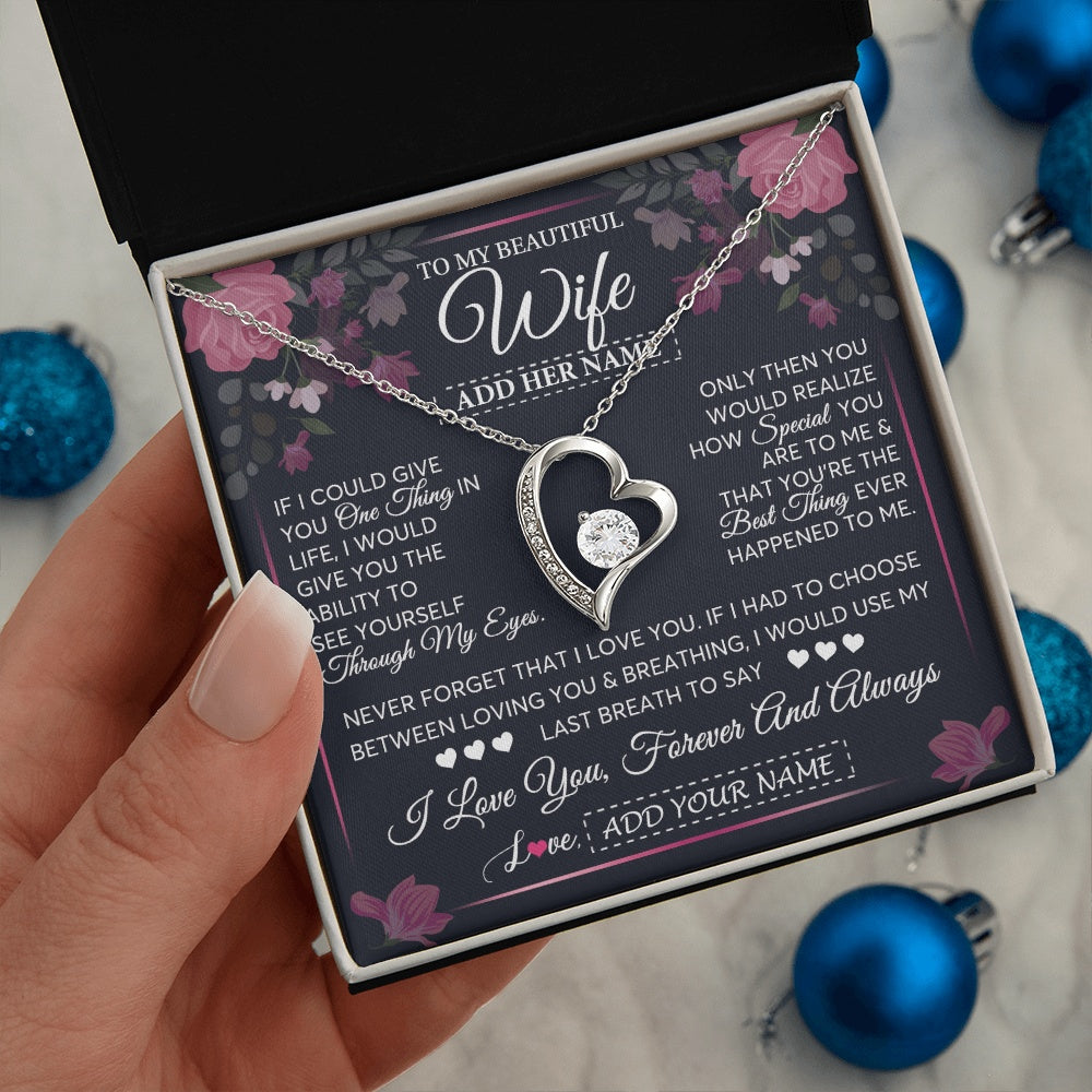 Personalized To My Beautiful Wife Necklace From Husband I Love You Wife Gifts Romantic Valentines Birthday For Her Christmas Custom Gift Box Message Card