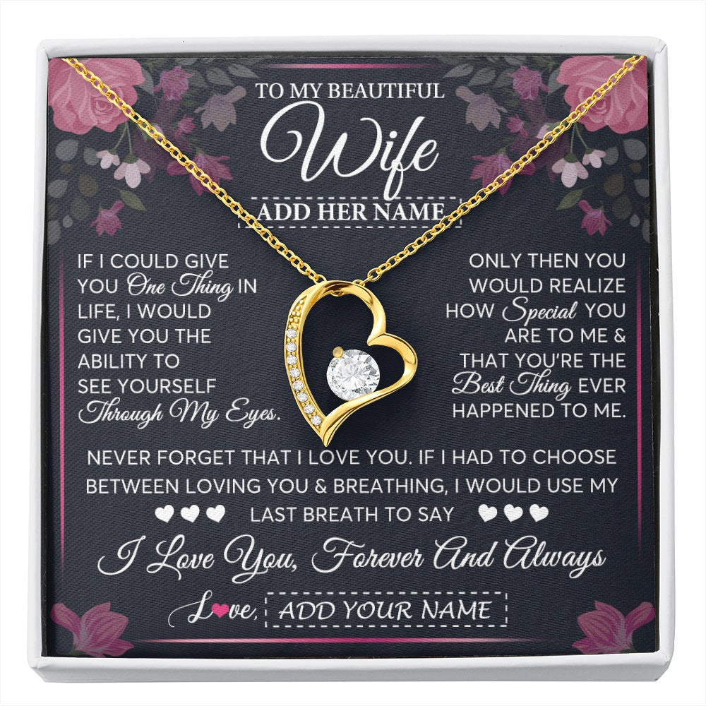 Personalized To My Beautiful Wife Necklace From Husband I Love You Wife Gifts Romantic Valentines Birthday For Her Christmas Custom Gift Box Message Card