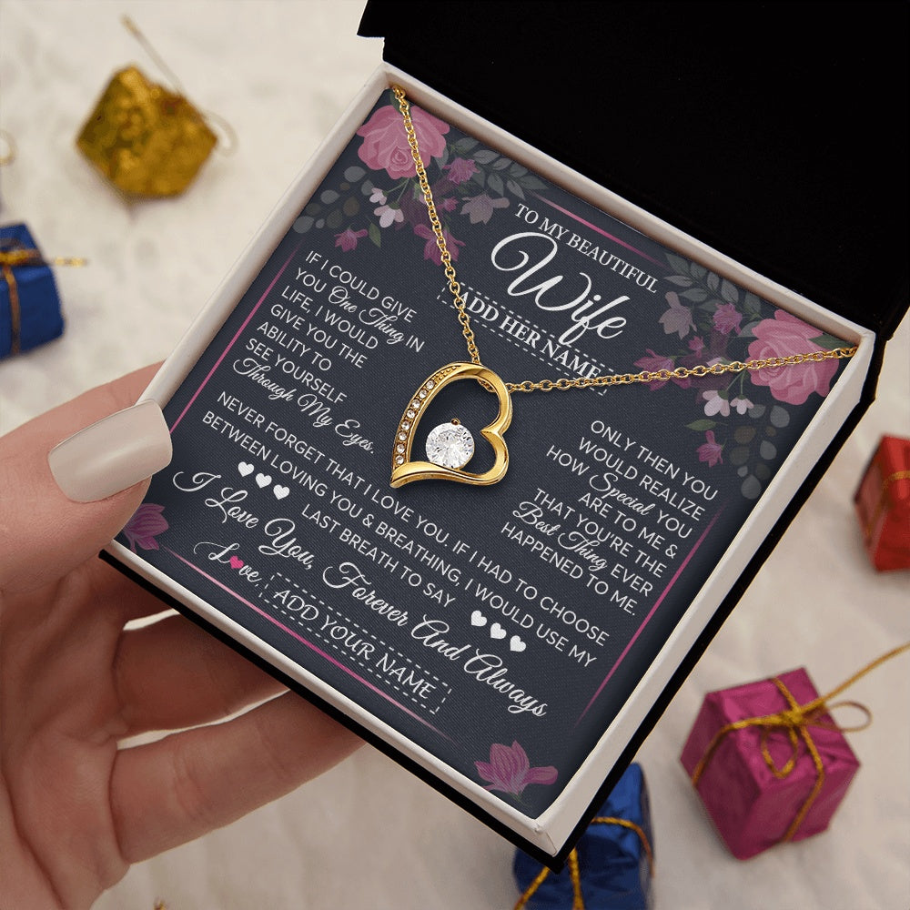 Personalized To My Beautiful Wife Necklace From Husband I Love You Wife Gifts Romantic Valentines Birthday For Her Christmas Custom Gift Box Message Card