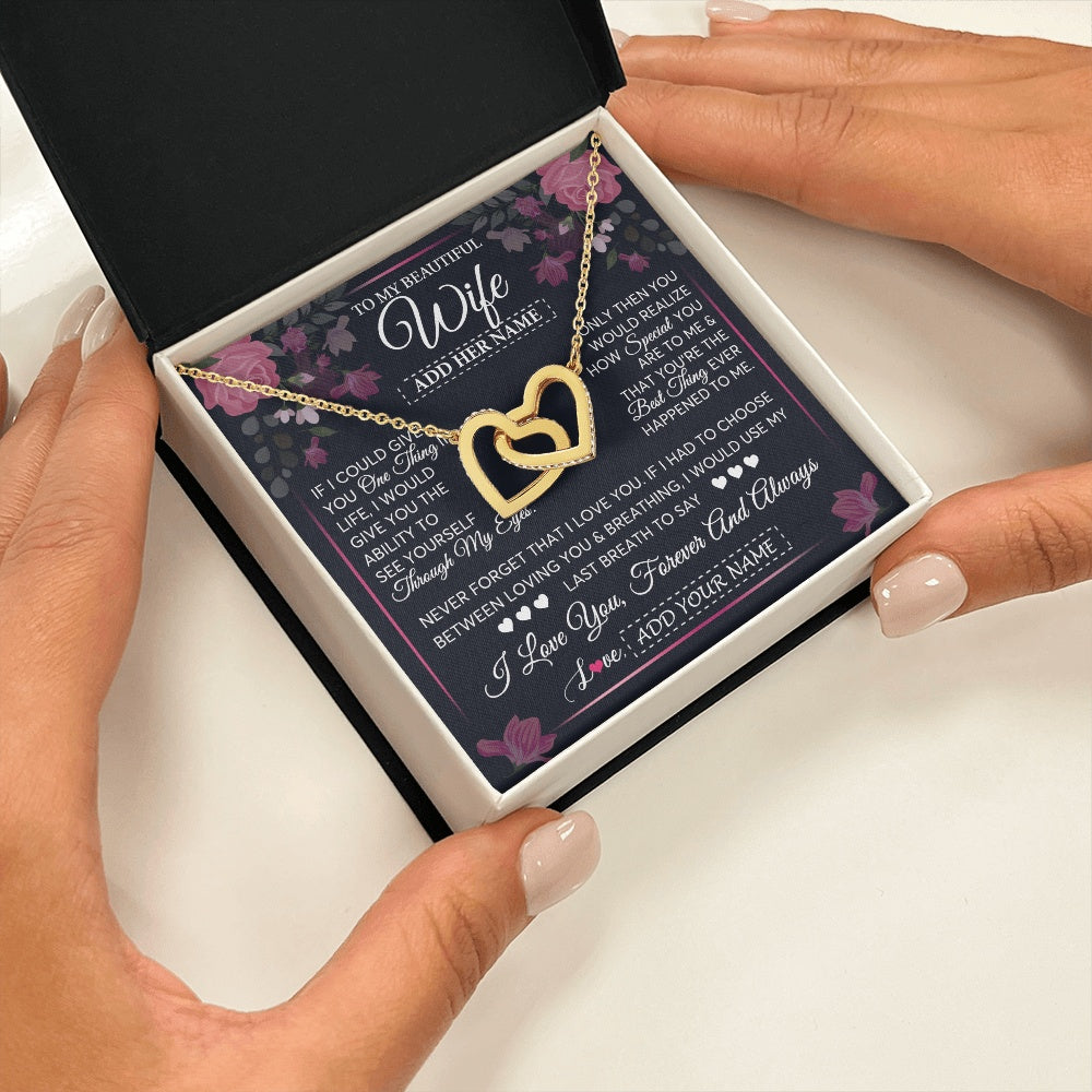 Personalized To My Beautiful Wife Necklace From Husband I Love You Wife Gifts Romantic Valentines Birthday For Her Christmas Custom Gift Box Message Card