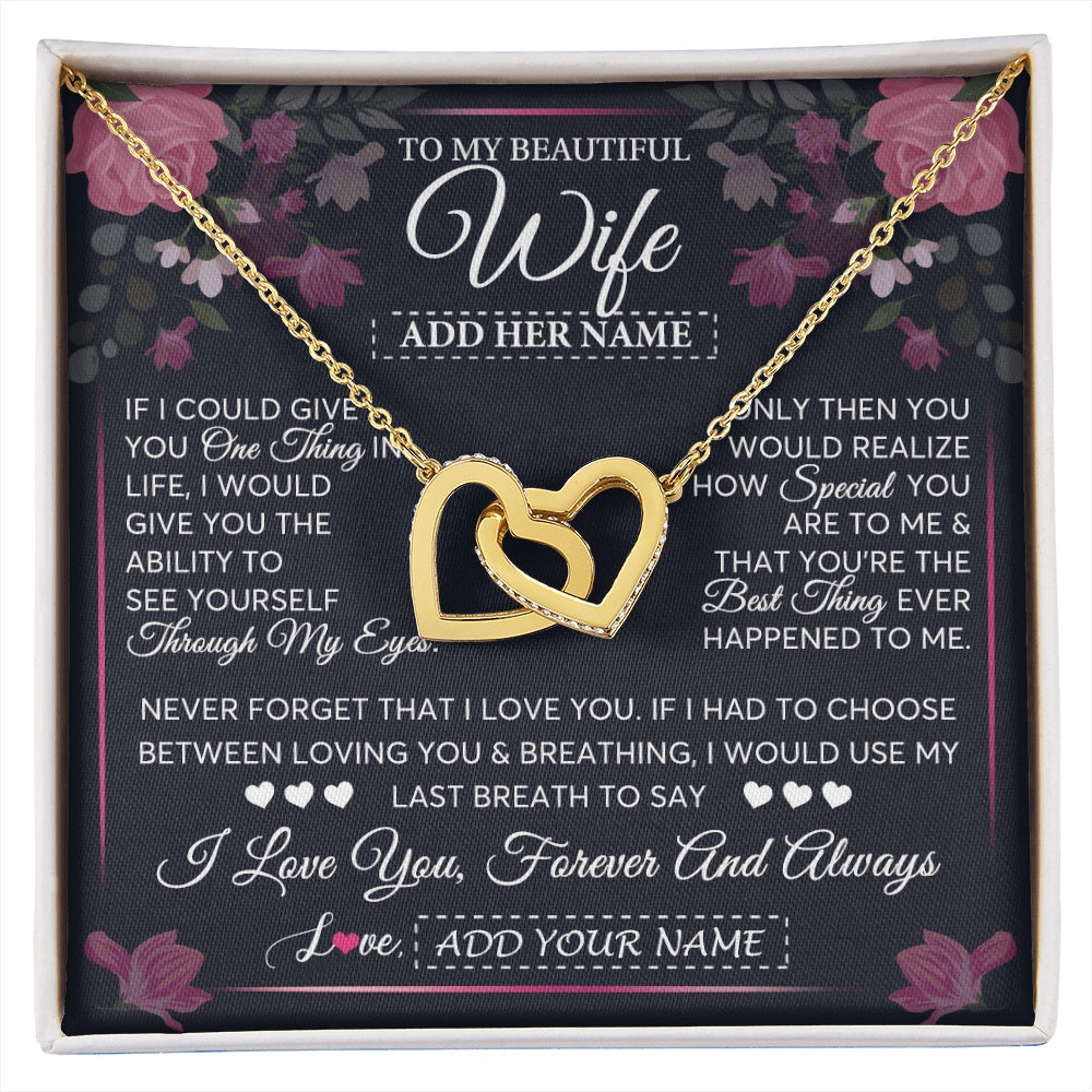 Personalized To My Beautiful Wife Necklace From Husband I Love You Wife Gifts Romantic Valentines Birthday For Her Christmas Custom Gift Box Message Card