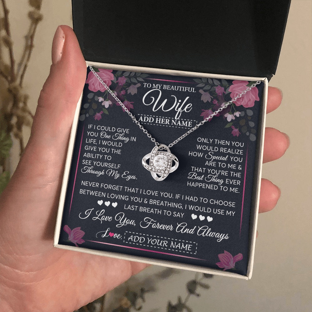 Personalized To My Beautiful Wife Necklace From Husband I Love You Wife Gifts Romantic Valentines Birthday For Her Christmas Custom Gift Box Message Card