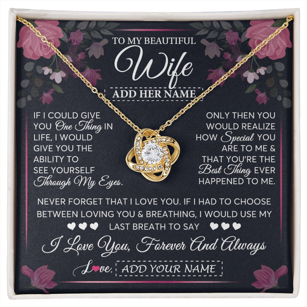 Personalized To My Beautiful Wife Necklace From Husband I Love You Wife Gifts Romantic Valentines Birthday For Her Christmas Custom Gift Box Message Card