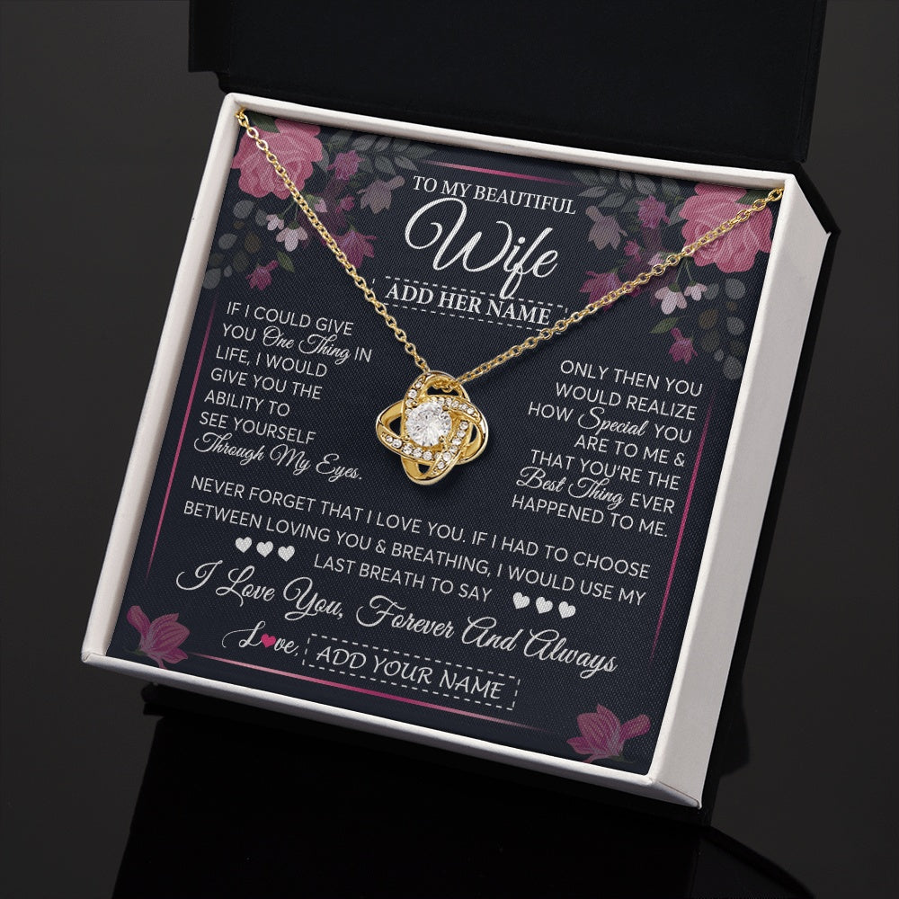 Personalized To My Beautiful Wife Necklace From Husband I Love You Wife Gifts Romantic Valentines Birthday For Her Christmas Custom Gift Box Message Card
