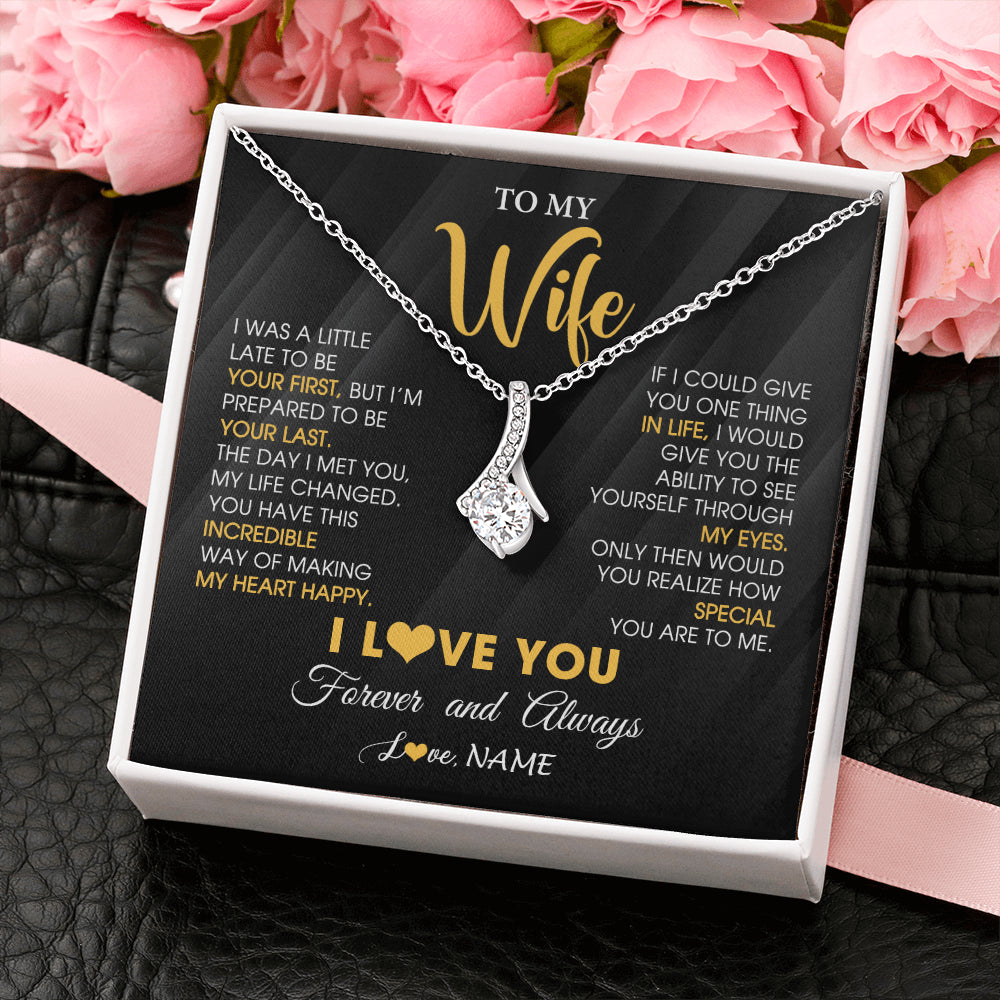 Personalized To My Beautiful Wife Necklace From Husband Jewelry Forever Love Wife Birthday Gifts Anniversary Wedding Valentines Gift Box Message Card