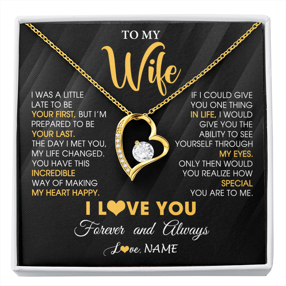 Personalized To My Beautiful Wife Necklace From Husband Jewelry Forever Love Wife Birthday Gifts Anniversary Wedding Valentines Gift Box Message Card