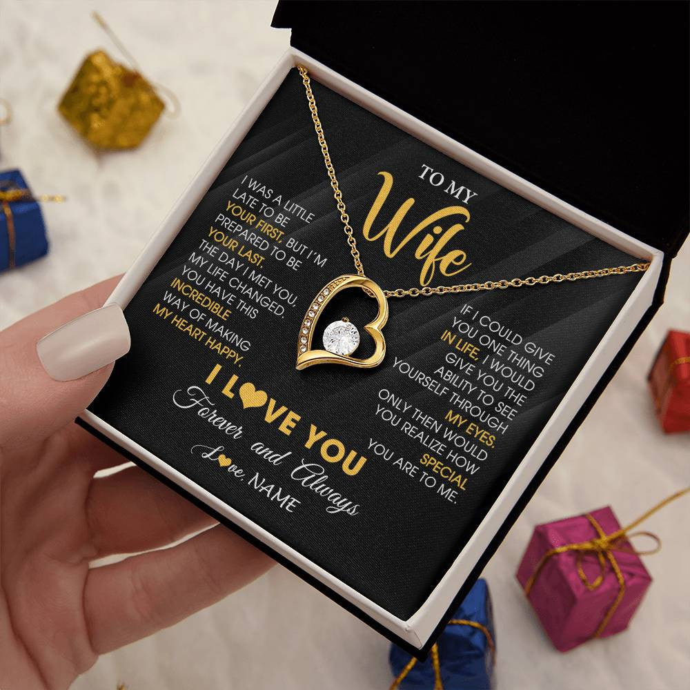 Personalized To My Beautiful Wife Necklace From Husband Jewelry Forever Love Wife Birthday Gifts Anniversary Wedding Valentines Gift Box Message Card