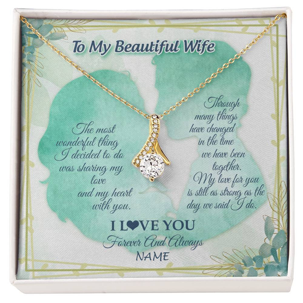 Personalized To My Beautiful Wife Necklace From Husband My Heart With You Wife Valentines Wedding Day Birthday Christmas Customized Gift Box Message Card