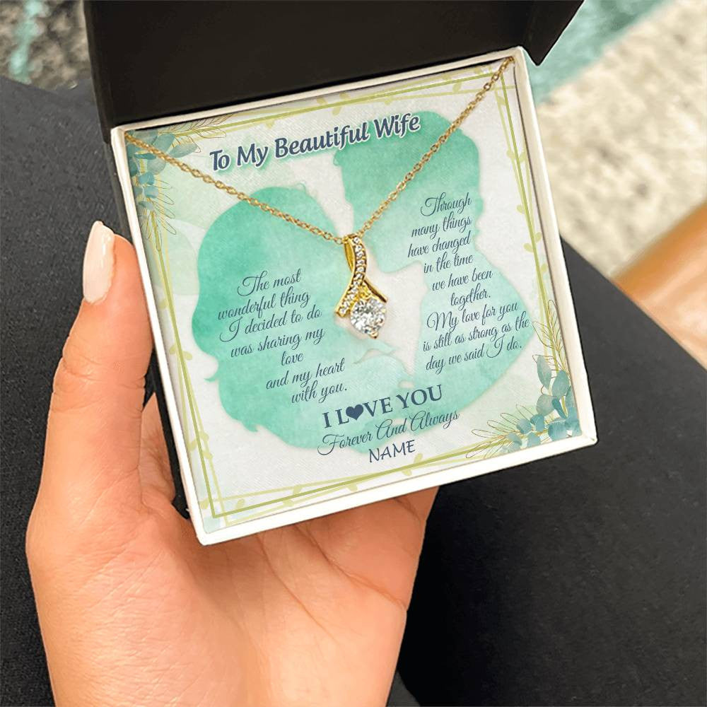 Personalized To My Beautiful Wife Necklace From Husband My Heart With You Wife Valentines Wedding Day Birthday Christmas Customized Gift Box Message Card