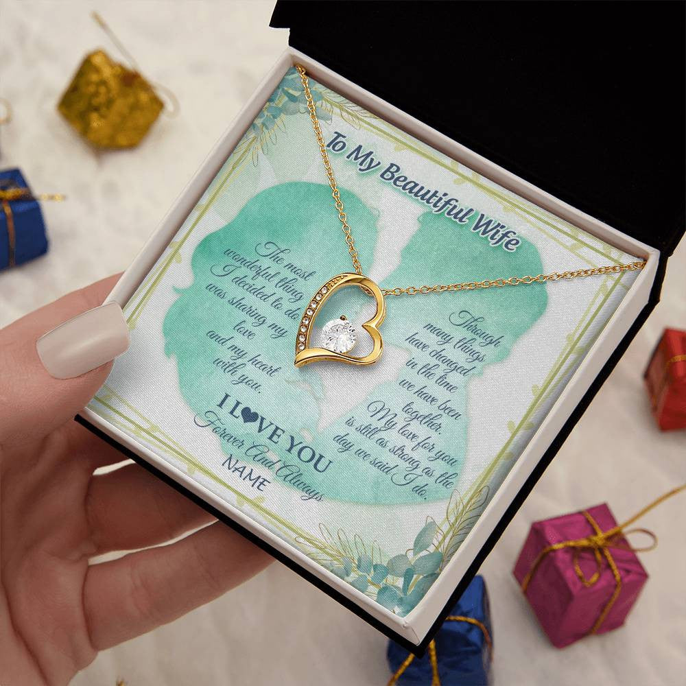 Personalized To My Beautiful Wife Necklace From Husband My Heart With You Wife Valentines Wedding Day Birthday Christmas Customized Gift Box Message Card