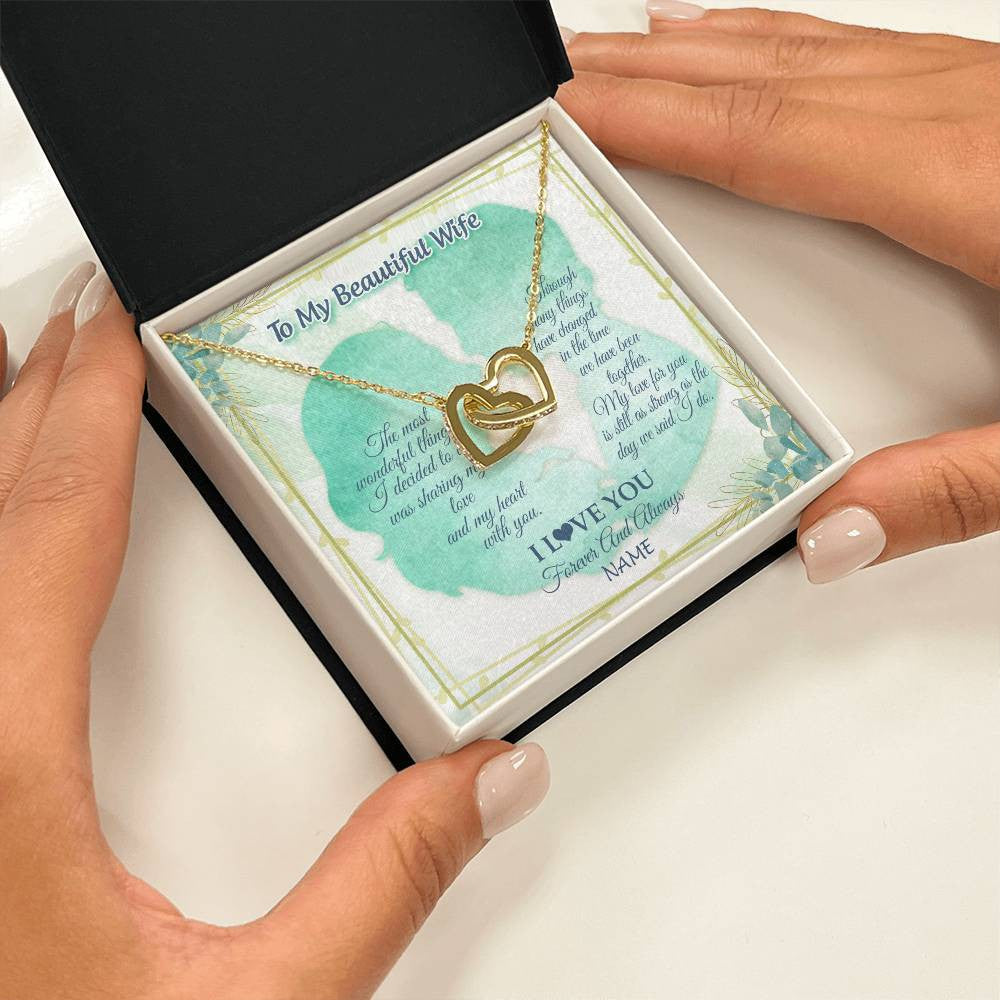 Personalized To My Beautiful Wife Necklace From Husband My Heart With You Wife Valentines Wedding Day Birthday Christmas Customized Gift Box Message Card