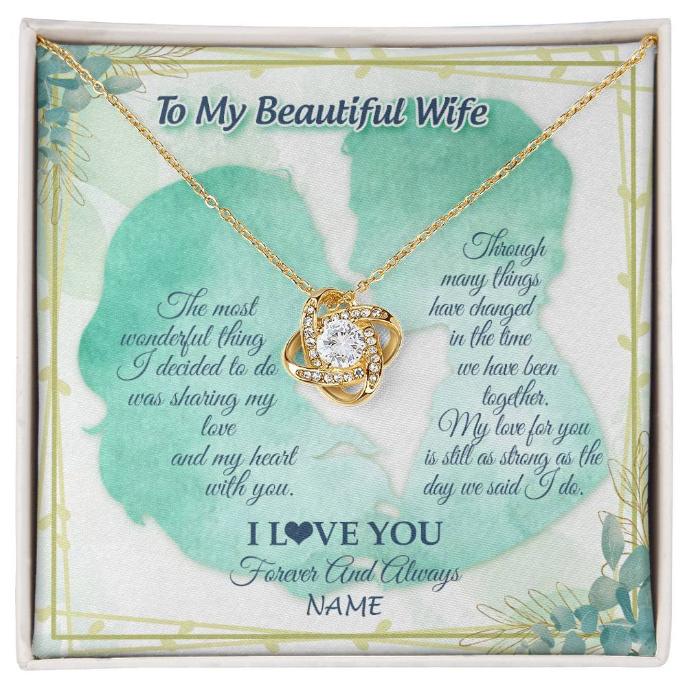 Personalized To My Beautiful Wife Necklace From Husband My Heart With You Wife Valentines Wedding Day Birthday Christmas Customized Gift Box Message Card