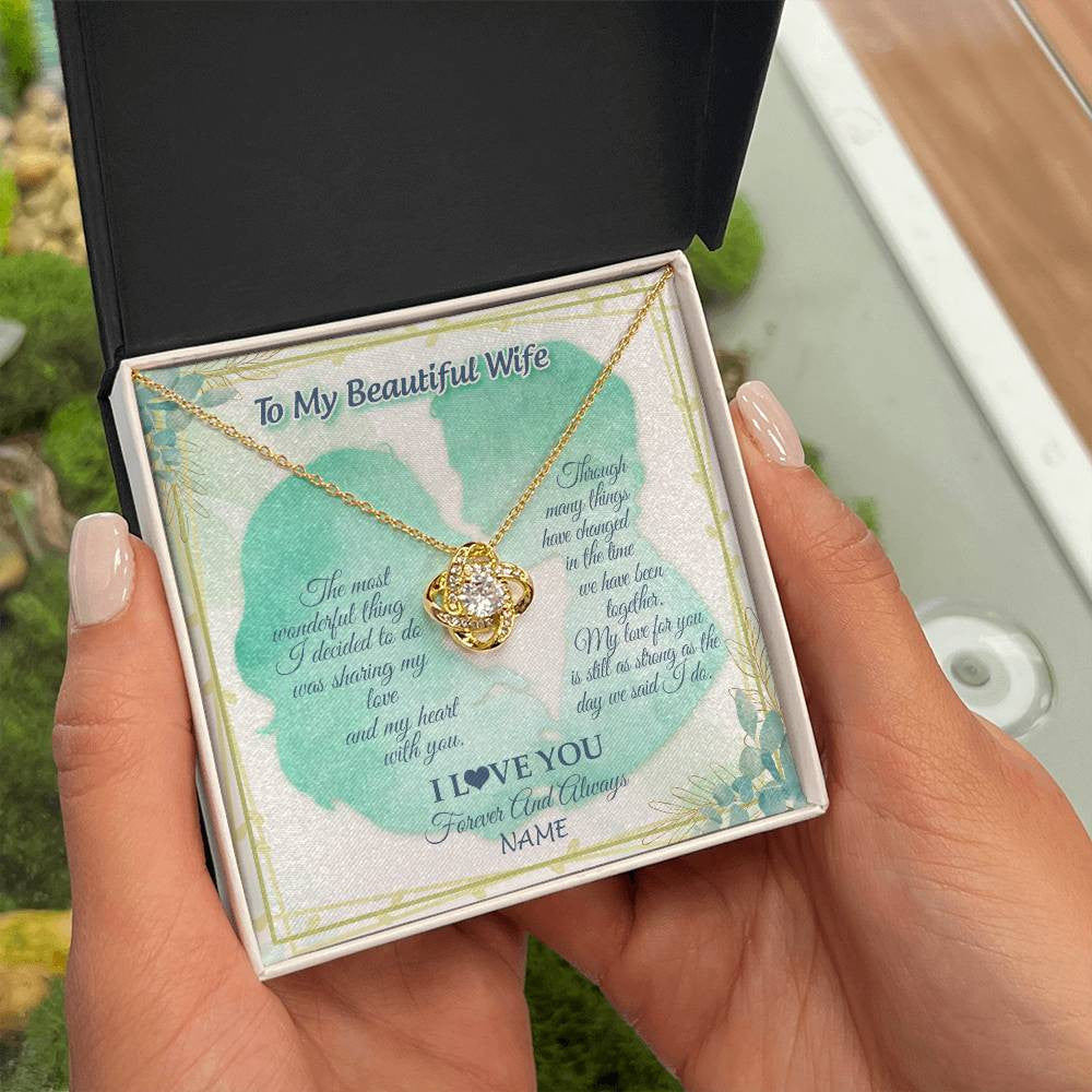 Personalized To My Beautiful Wife Necklace From Husband My Heart With You Wife Valentines Wedding Day Birthday Christmas Customized Gift Box Message Card