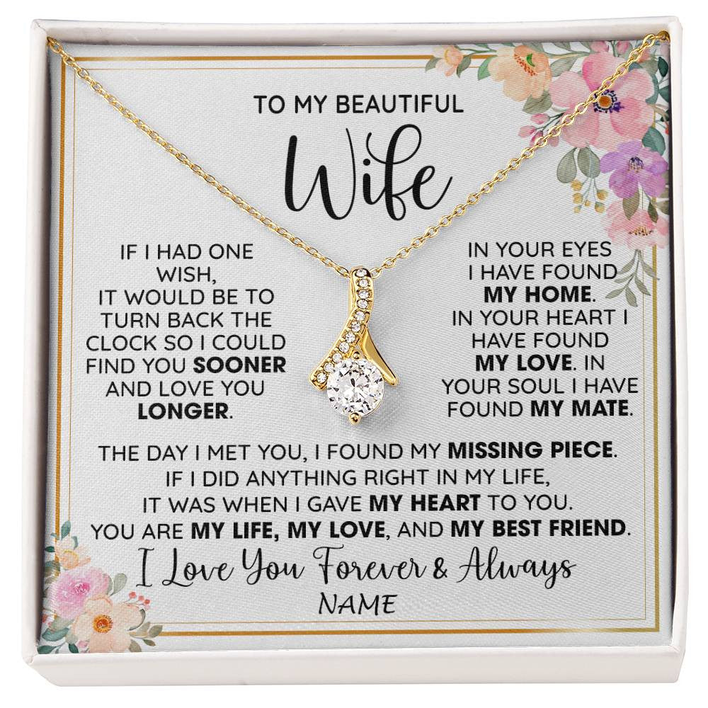Personalized To My Beautiful Wife Necklace From Husband My Life My Love Wife Birthday Anniversary Valentines Christmas Customized Gift Box Message Card