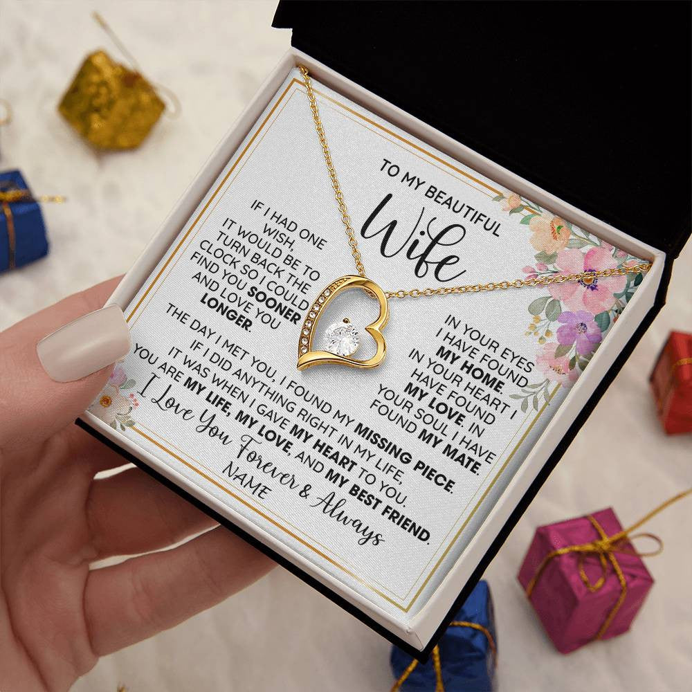 Personalized To My Beautiful Wife Necklace From Husband My Life My Love Wife Birthday Anniversary Valentines Christmas Customized Gift Box Message Card