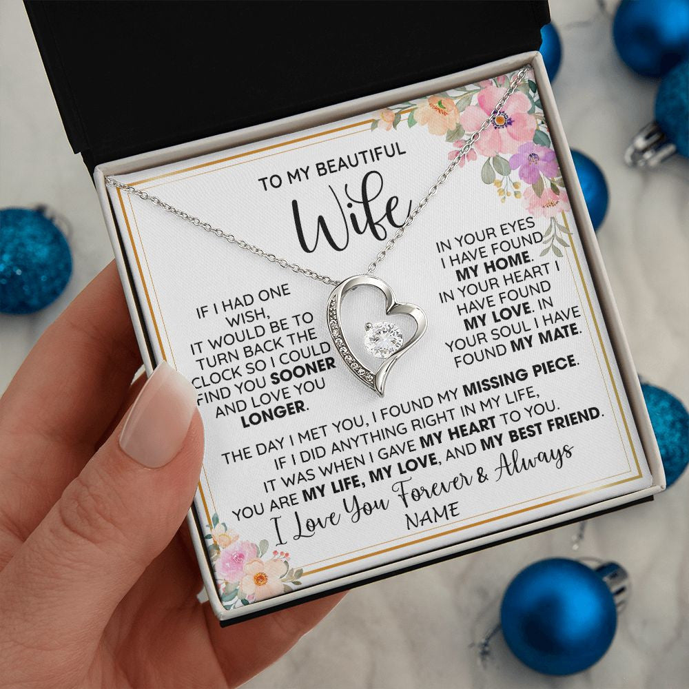 Personalized To My Beautiful Wife Necklace From Husband My Life My Love Wife Birthday Anniversary Valentines Christmas Customized Gift Box Message Card