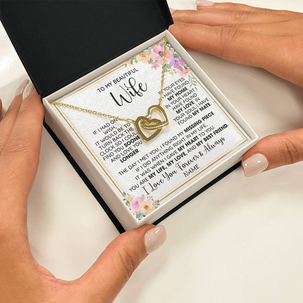 Personalized To My Beautiful Wife Necklace From Husband My Life My Love Wife Birthday Anniversary Valentines Christmas Customized Gift Box Message Card