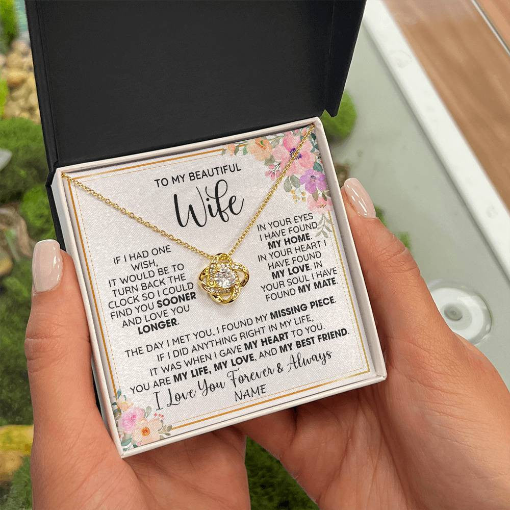 Personalized To My Beautiful Wife Necklace From Husband My Life My Love Wife Birthday Anniversary Valentines Christmas Customized Gift Box Message Card
