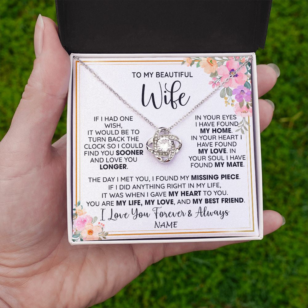 Personalized To My Beautiful Wife Necklace From Husband My Life My Love Wife Birthday Anniversary Valentines Christmas Customized Gift Box Message Card