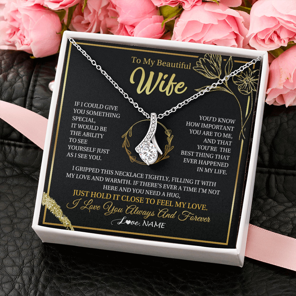 Personalized To My Beautiful Wife Necklace From Husband My Love Wife Birthday Romantic Unique Anniversary Wedding Christmas Customized Gift Box Message Card