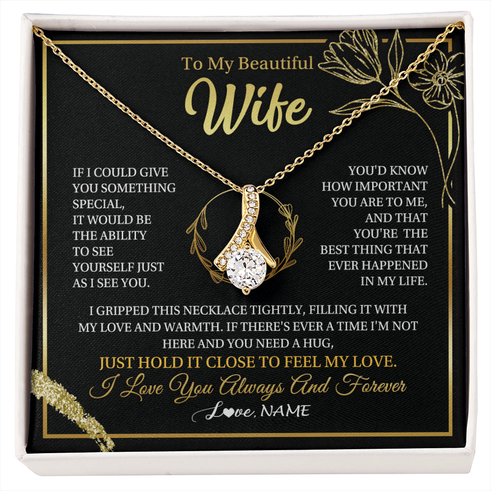 Personalized To My Beautiful Wife Necklace From Husband My Love Wife Birthday Romantic Unique Anniversary Wedding Christmas Customized Gift Box Message Card