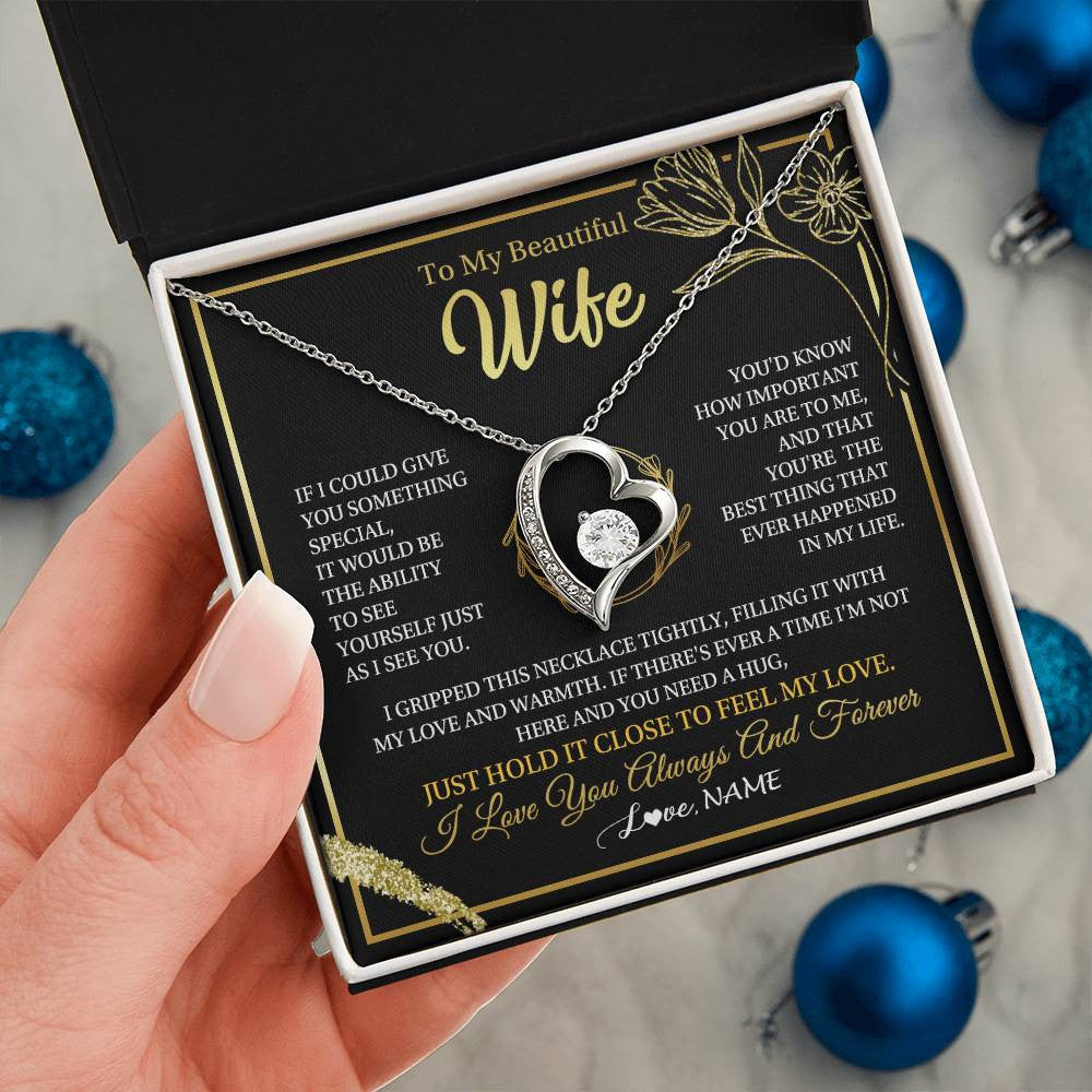 Personalized To My Beautiful Wife Necklace From Husband My Love Wife Birthday Romantic Unique Anniversary Wedding Christmas Customized Gift Box Message Card