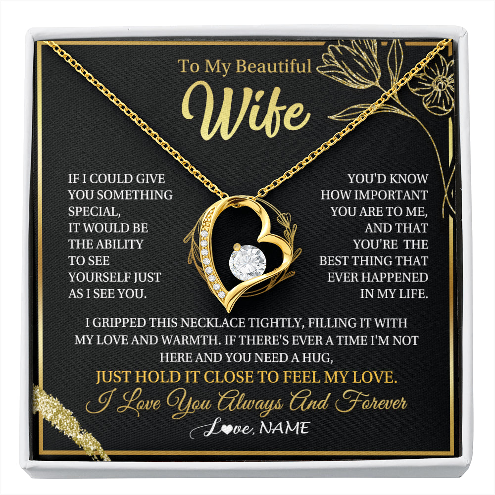 Personalized To My Beautiful Wife Necklace From Husband My Love Wife Birthday Romantic Unique Anniversary Wedding Christmas Customized Gift Box Message Card