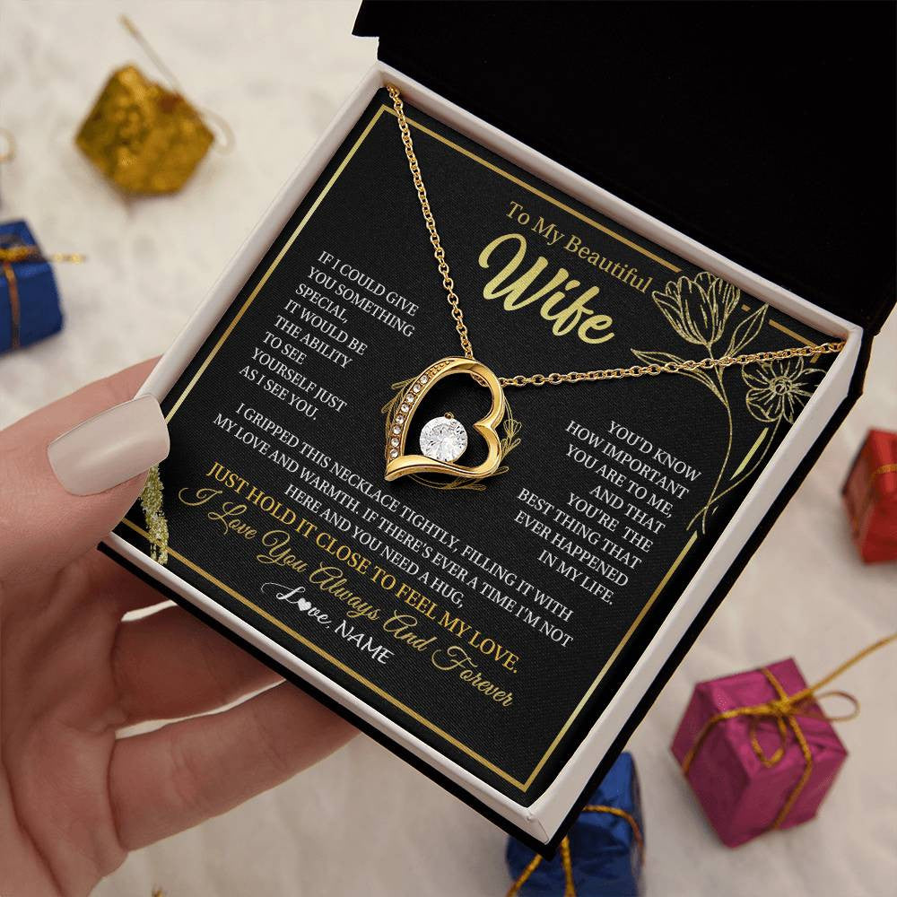 Personalized To My Beautiful Wife Necklace From Husband My Love Wife Birthday Romantic Unique Anniversary Wedding Christmas Customized Gift Box Message Card