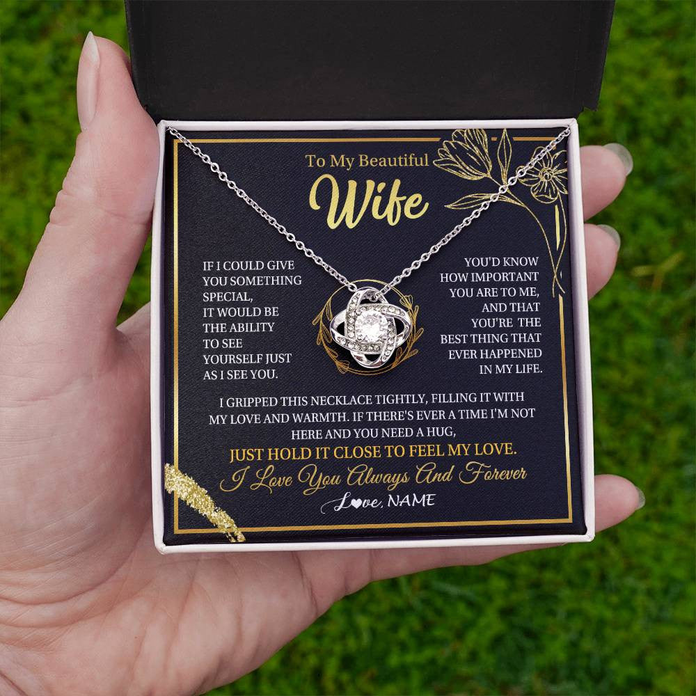 Personalized To My Beautiful Wife Necklace From Husband My Love Wife Birthday Romantic Unique Anniversary Wedding Christmas Customized Gift Box Message Card