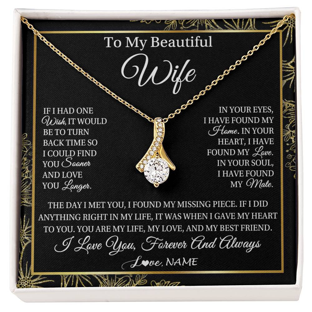 Personalized To My Beautiful Wife Necklace From Husband Romantic Gifts Wife Birthday Anniversary Jewelry Valentines Christmas Customized Gift Box Message Card