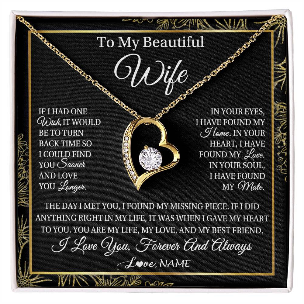 Personalized To My Beautiful Wife Necklace From Husband Romantic Gifts Wife Birthday Anniversary Jewelry Valentines Christmas Customized Gift Box Message Card