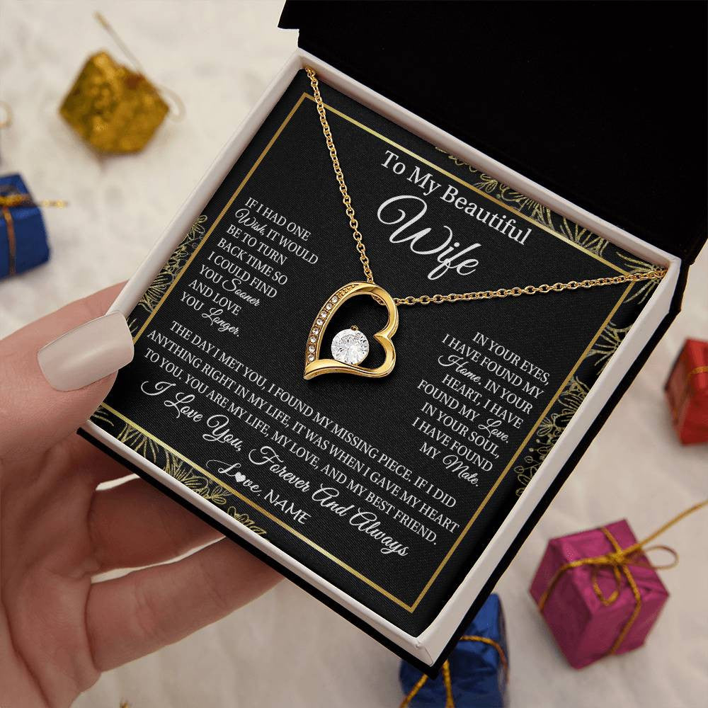 Personalized To My Beautiful Wife Necklace From Husband Romantic Gifts Wife Birthday Anniversary Jewelry Valentines Christmas Customized Gift Box Message Card