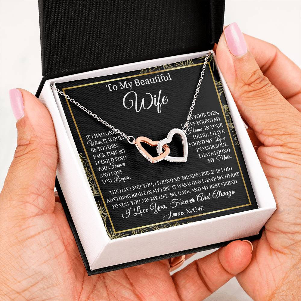 Personalized To My Beautiful Wife Necklace From Husband Romantic Gifts Wife Birthday Anniversary Jewelry Valentines Christmas Customized Gift Box Message Card