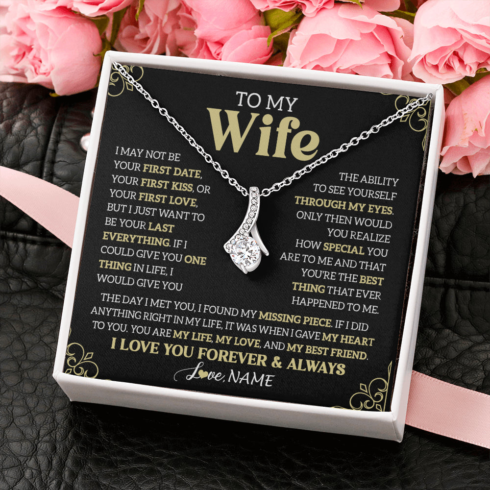 Personalized To My Beautiful Wife Necklace From Husband The Day I Met You Birthday Gifts For Wife Anniversary Wedding Valentines Gift Box Message Card