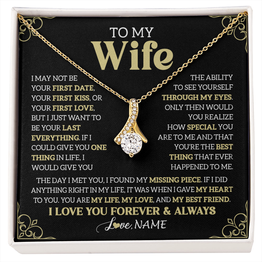 Personalized To My Beautiful Wife Necklace From Husband The Day I Met You Birthday Gifts For Wife Anniversary Wedding Valentines Gift Box Message Card