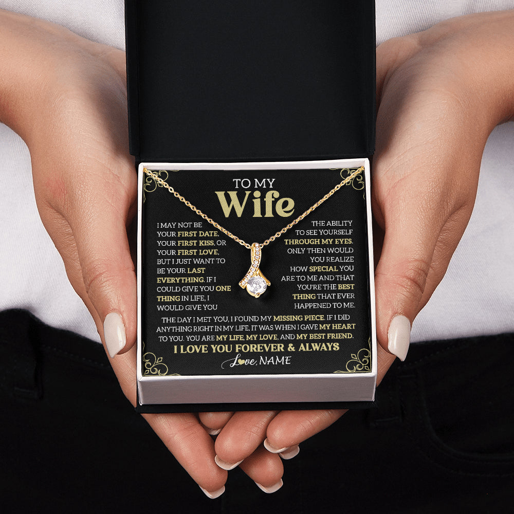 Personalized To My Beautiful Wife Necklace From Husband The Day I Met You Birthday Gifts For Wife Anniversary Wedding Valentines Gift Box Message Card