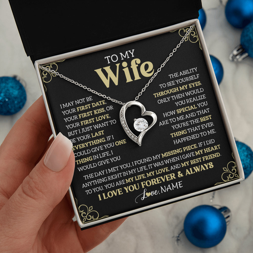 Personalized To My Beautiful Wife Necklace From Husband The Day I Met You Birthday Gifts For Wife Anniversary Wedding Valentines Gift Box Message Card
