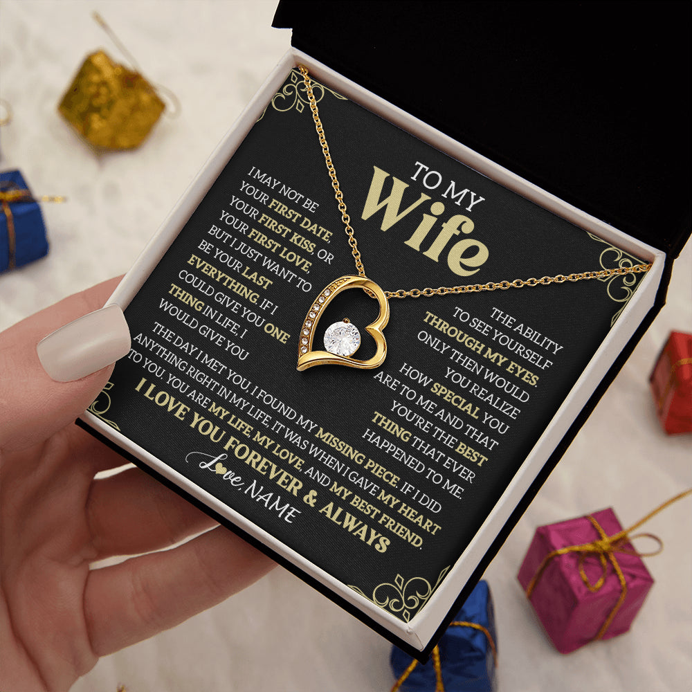 Personalized To My Beautiful Wife Necklace From Husband The Day I Met You Birthday Gifts For Wife Anniversary Wedding Valentines Gift Box Message Card