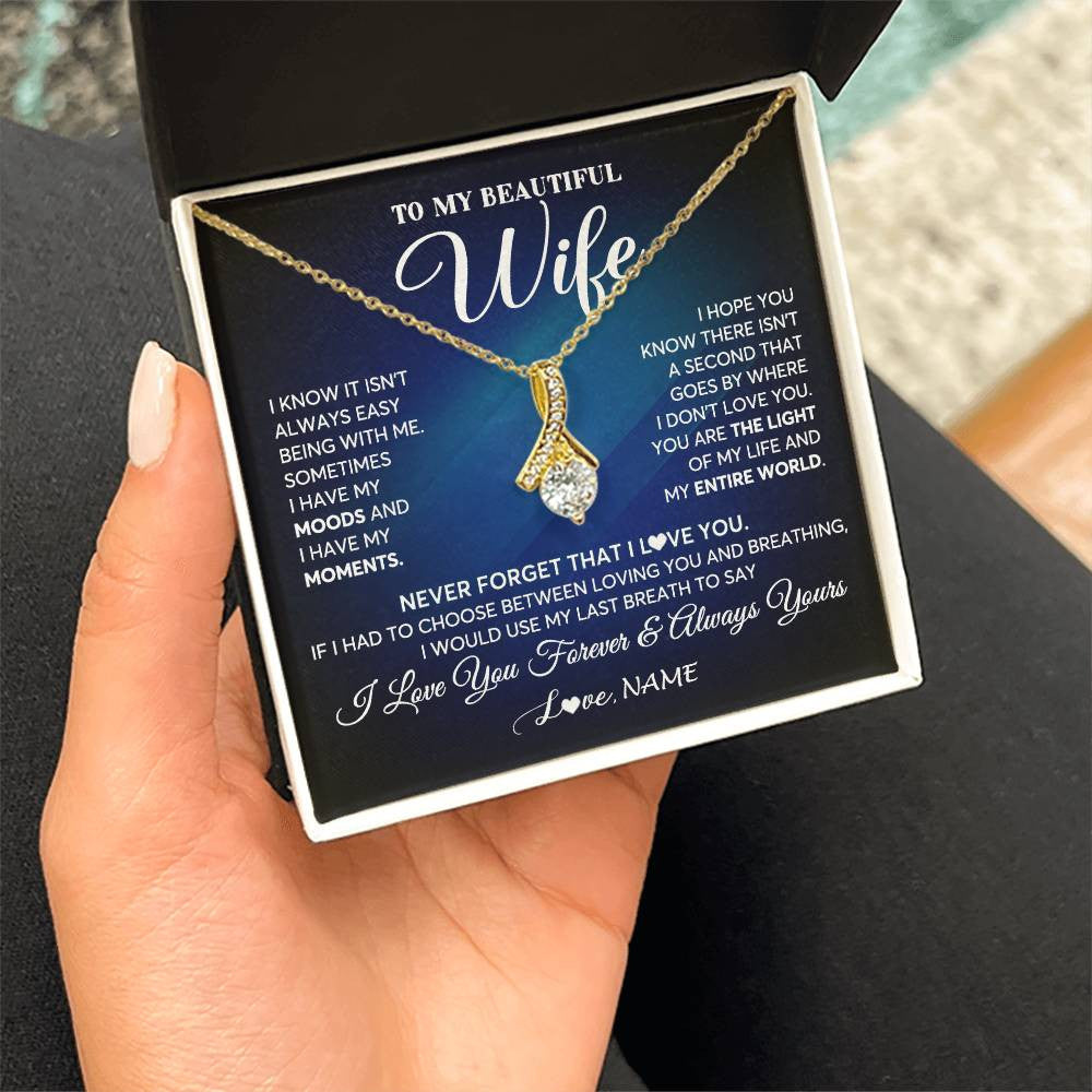 Personalized To My Beautiful Wife Necklace From Husband You Are The Light Of My Life Soulmate Wife Birthday Valentines Customized Gift Box Message Card