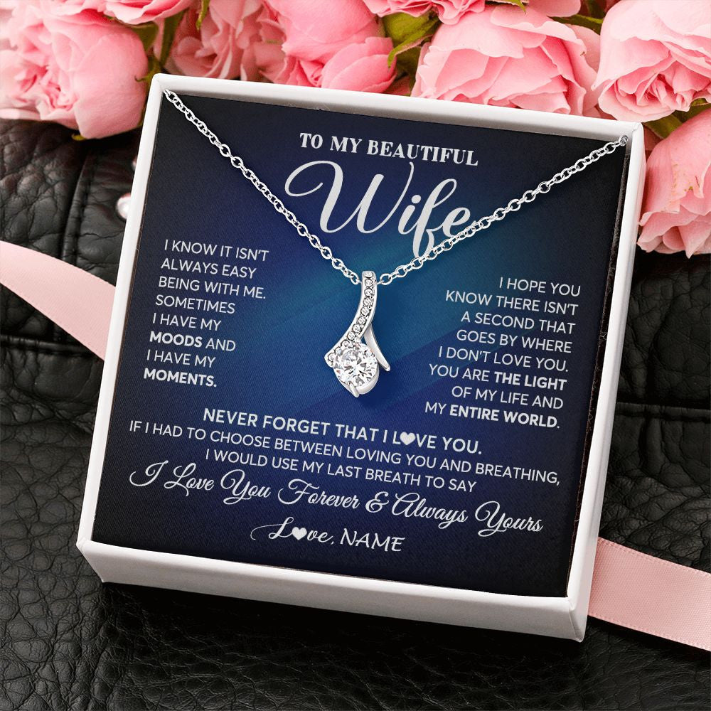 Personalized To My Beautiful Wife Necklace From Husband You Are The Light Of My Life Soulmate Wife Birthday Valentines Customized Gift Box Message Card