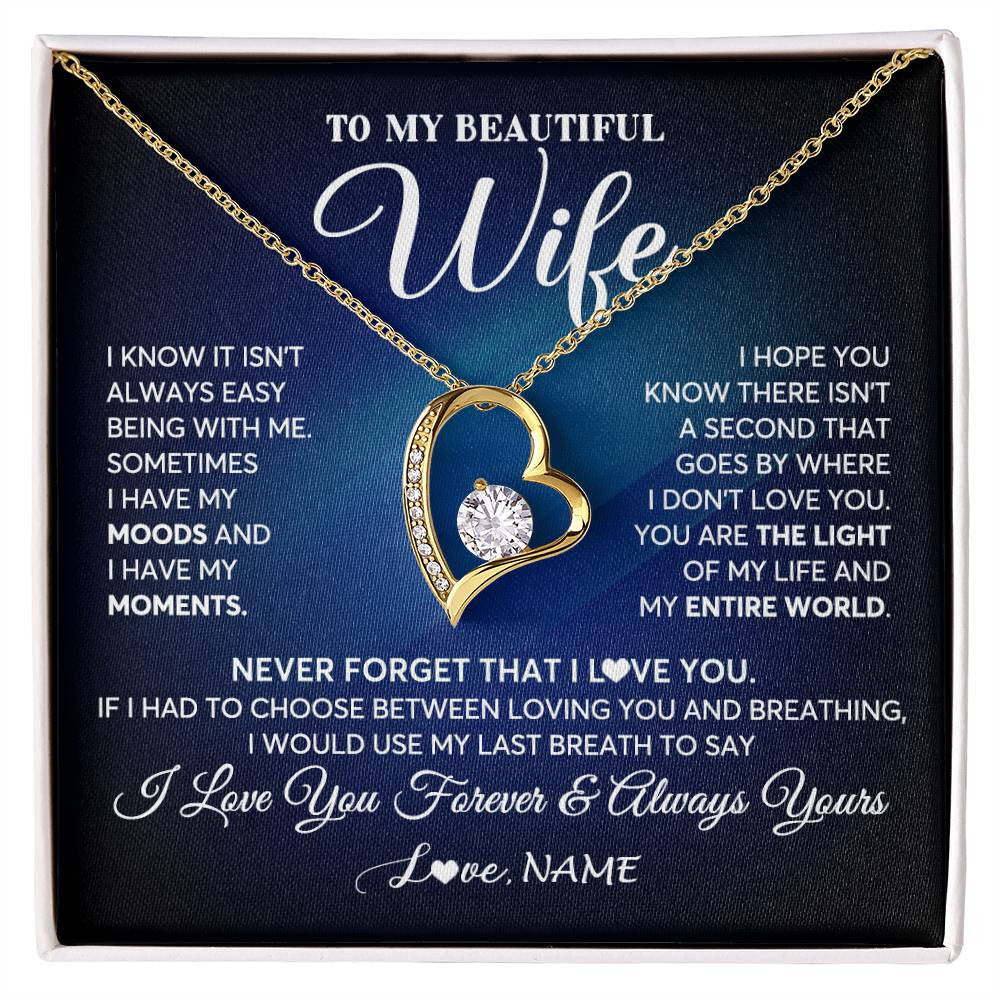 Personalized To My Beautiful Wife Necklace From Husband You Are The Light Of My Life Soulmate Wife Birthday Valentines Customized Gift Box Message Card
